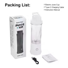 Liquidificador e Misturador Portátil USB (6 Lâminas + 2 Copos para Viagem