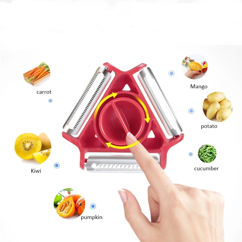 Conjunto de Descascadores Mágicos 3 em 1(Fatiador, Ralador e Cortador Julienne)