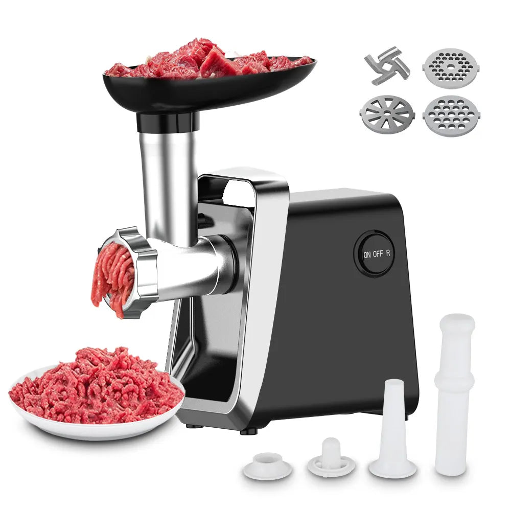 Picadora de Carne Elétrica 750 W em Aço Inoxidável com Acessórios para Enchidos