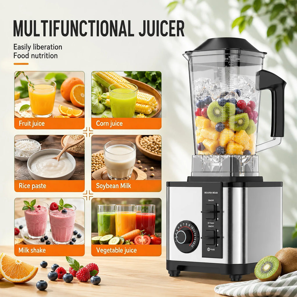 Liquidificador e Triturador de Alta Velocidade 2-in-1 2.5L 9500W - 24000RPM