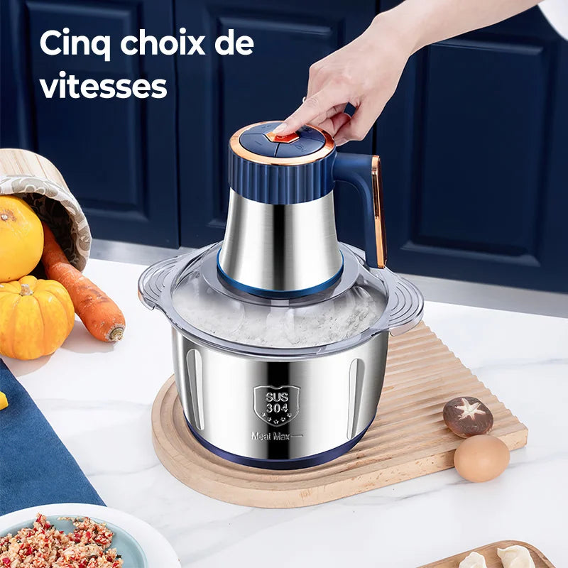 Picadora e Processador de Alimentos Elétrico em Aço Inoxidável 5L