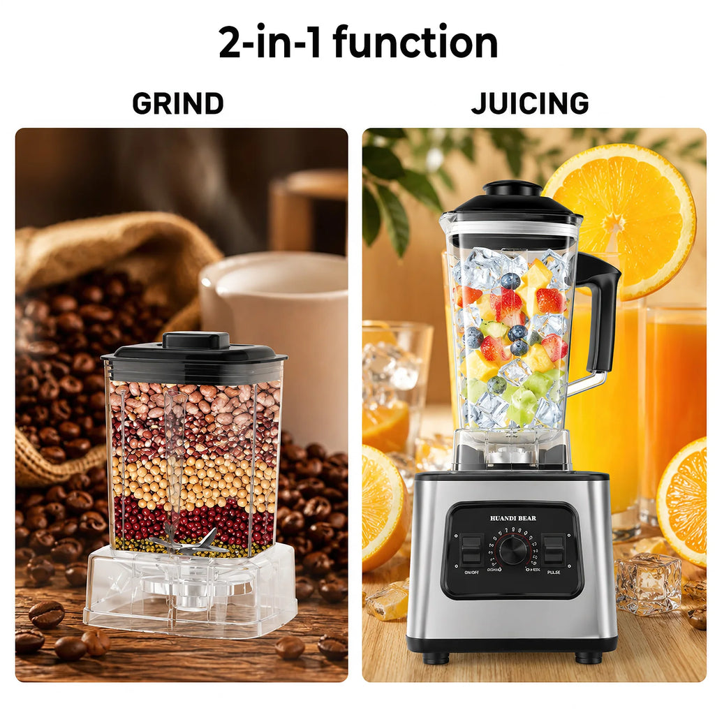 Liquidificador e Triturador de Alta Velocidade 2-in-1 2.5L 9500W - 24000RPM