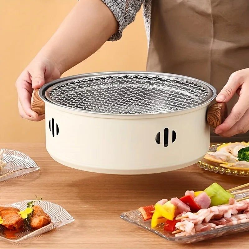 Churrasqueira a Carvão Portátil em Aço Inoxidável (para Mesa e Ar Livre)