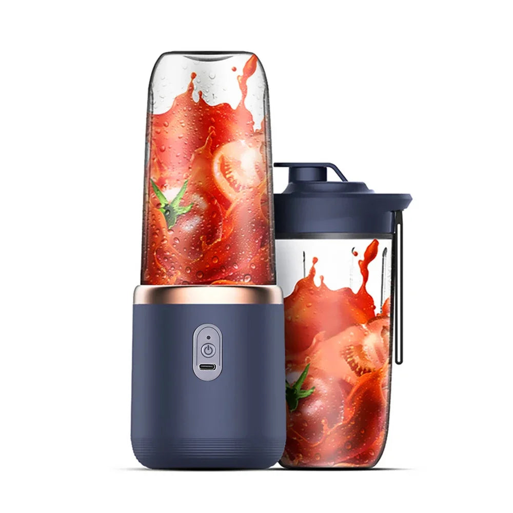Liquidificador e Misturador Portátil USB (6 Lâminas + 2 Copos para Viagem