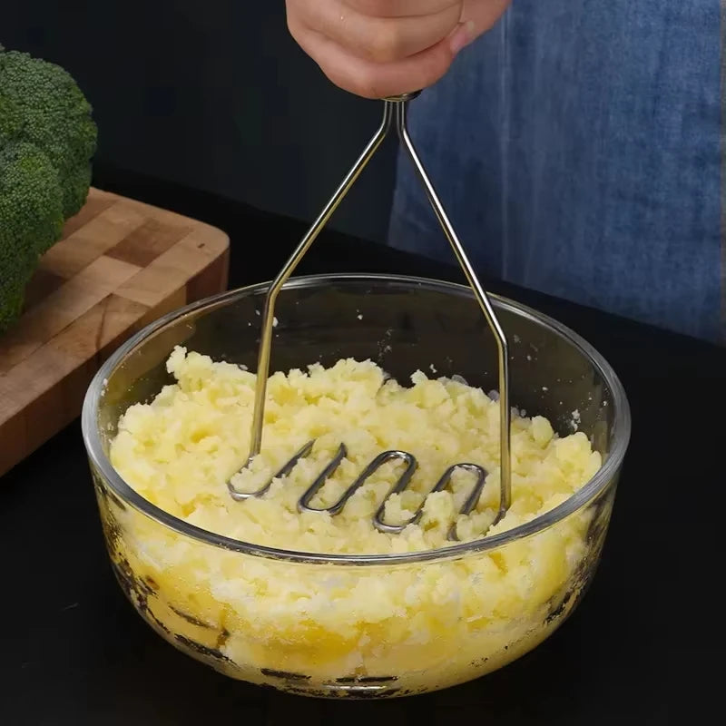 Esmagador Manual de Batatas e Legumes em Aço Inoxidável