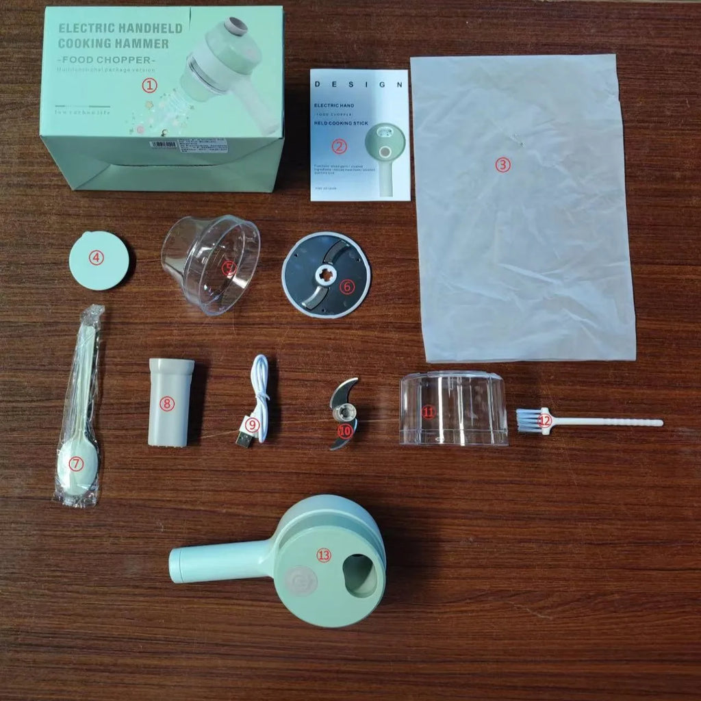 Processador de Alimentos Manual Multifuncional e Picador USB para Legumes, Frutas e Carne