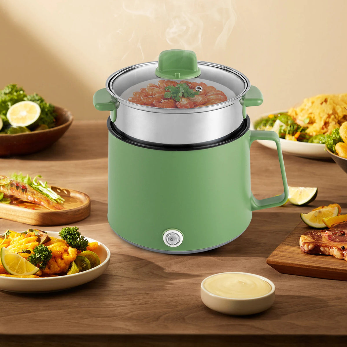 Panela Elétrica Mini Multifuncional Antiaderente para Arroz, Massa e Sopas