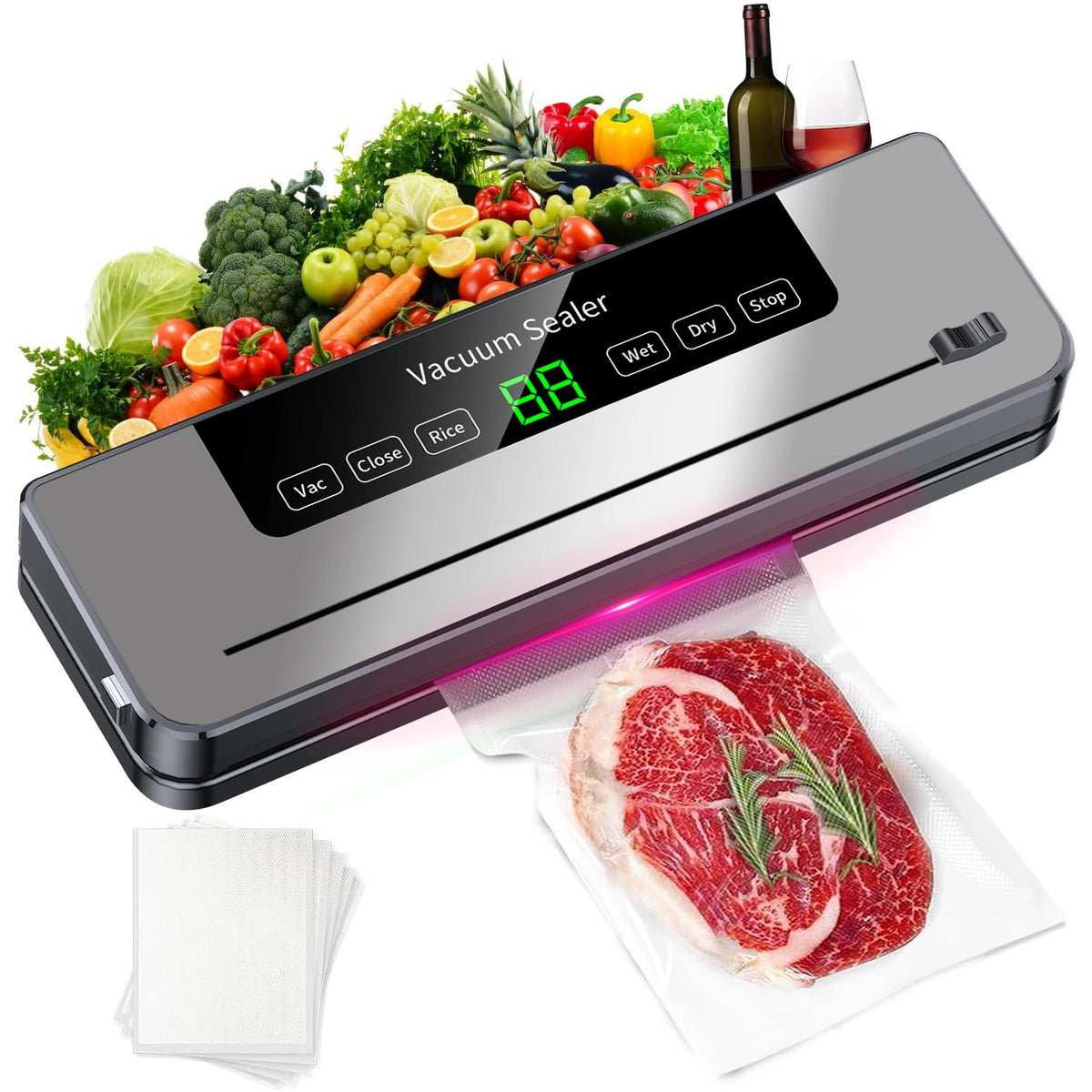 Máquina Seladora a Vácuo para Alimentos 220V - 5 Modos com 10 Sacos