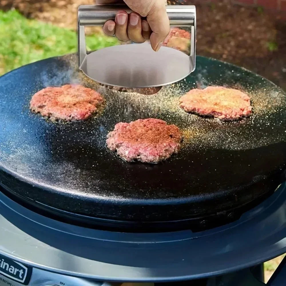 Prensa Profissional em Aço Inoxidável para Smash Burger e Grelhados