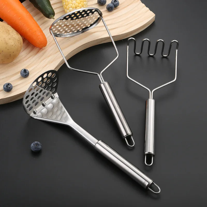 Esmagador Manual de Batatas e Legumes em Aço Inoxidável