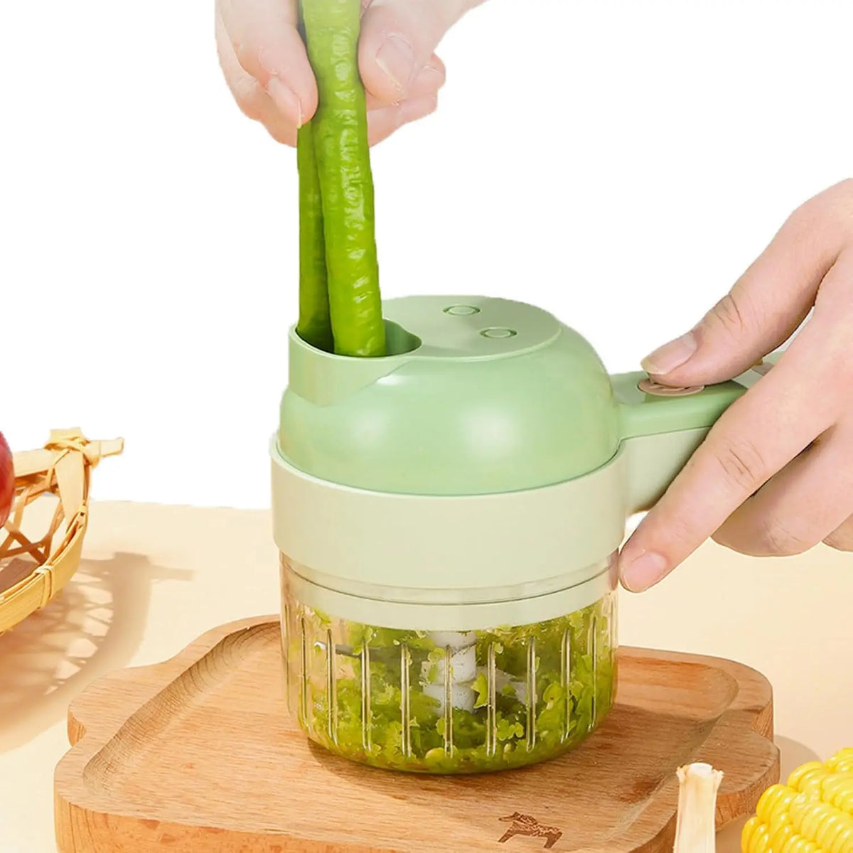 Processador de Alimentos Manual Multifuncional e Picador USB para Legumes, Frutas e Carne