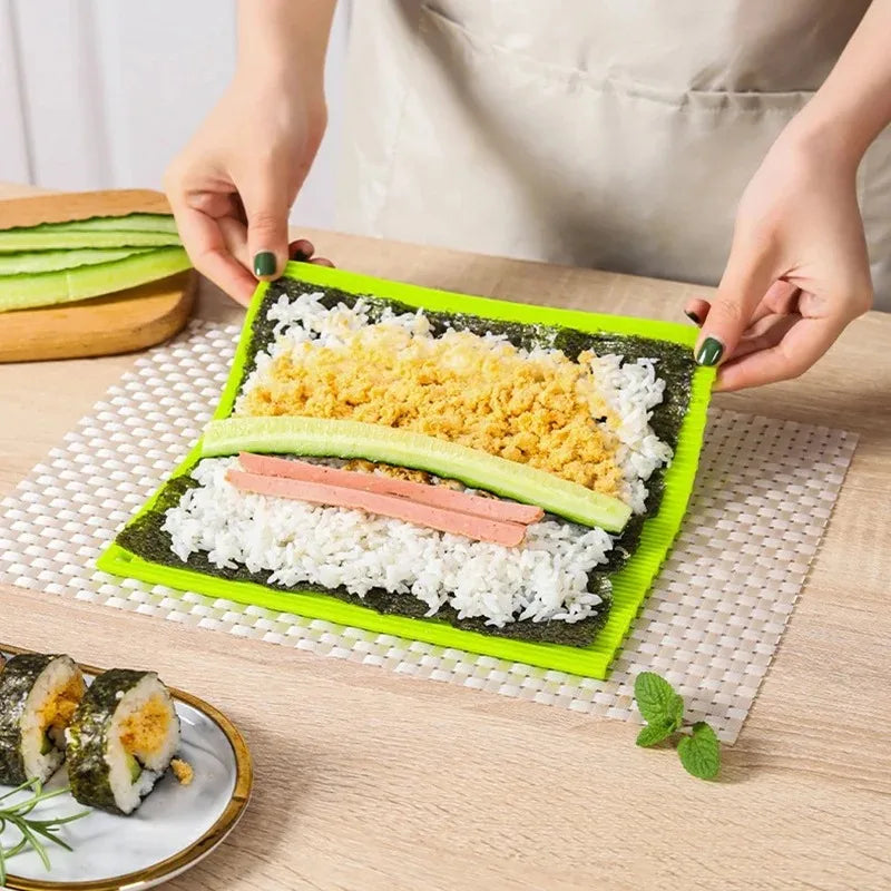 Esteira de Silicone Antiaderente para Enrolar Sushi com Efeito Bambu e Fácil Limpeza