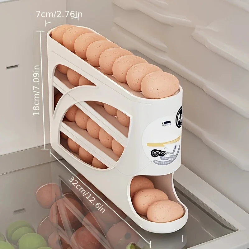 Organizador de Ovos para Frigorífico de 3 Níveis (Capacidade para 24 Ovos com Sistema Deslizante)