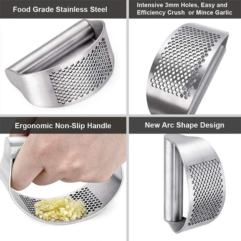 Esmagador Manual de Alho e Gengibre em Aço Inoxidável