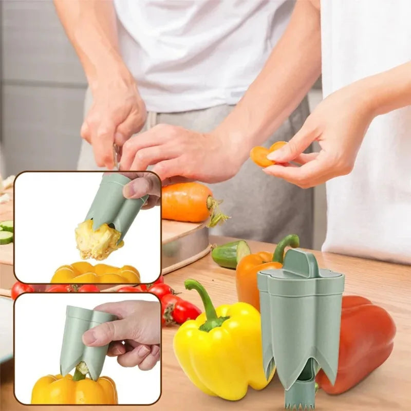 Título: Descaroçador de Pimento e Fruta 2 em 1 em Plástico Reutilizável