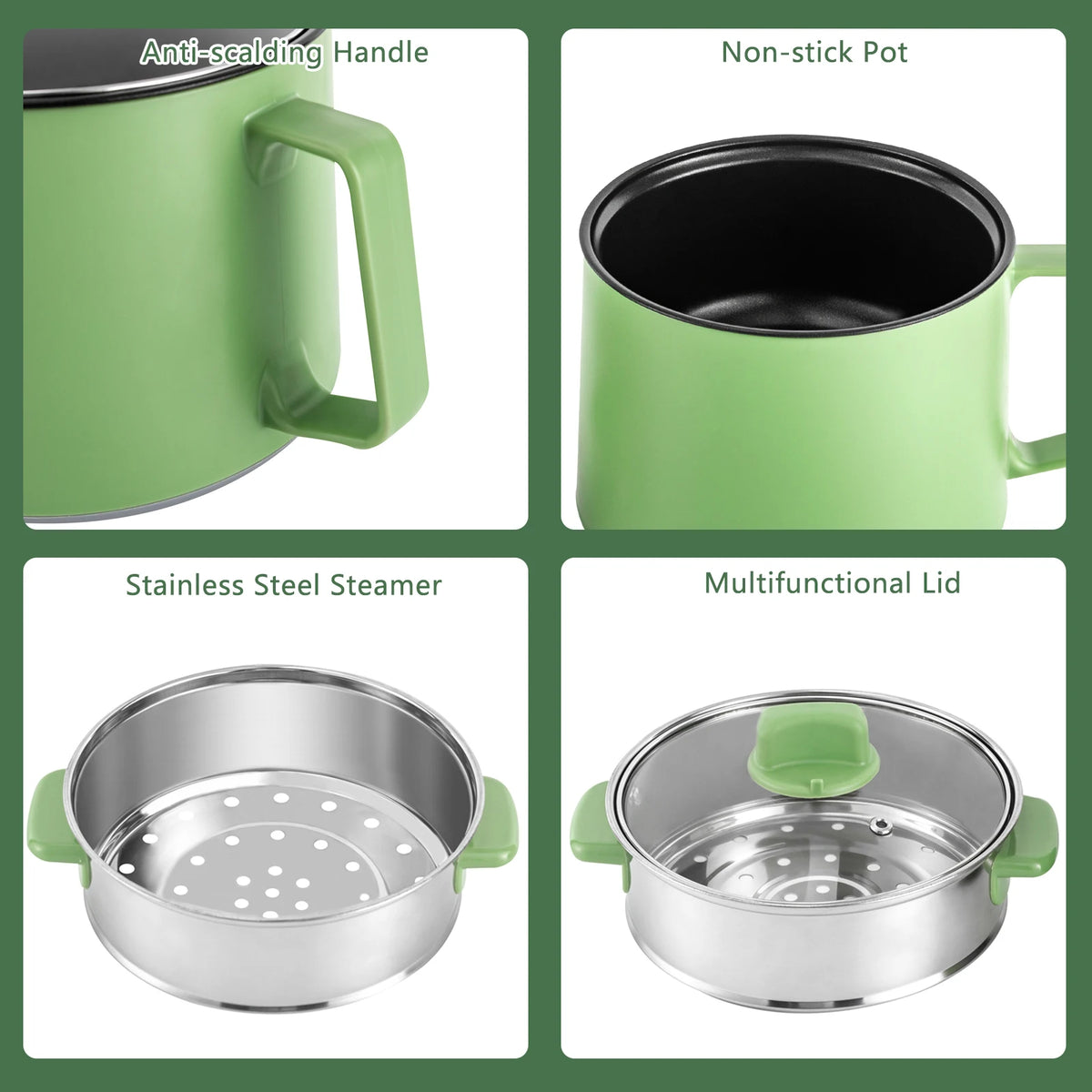 Panela Elétrica Mini Multifuncional Antiaderente para Arroz, Massa e Sopas