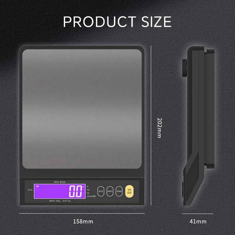 Balança de Cozinha Digital em Aço Inoxidável Totalmente à Prova de Água (5kg ou 10kg)
