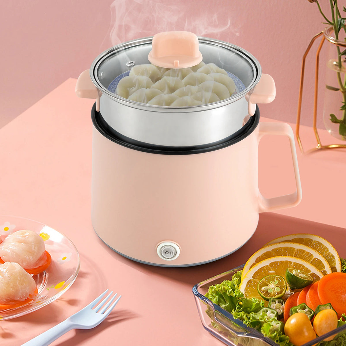 Panela Elétrica Mini Multifuncional Antiaderente para Arroz, Massa e Sopas