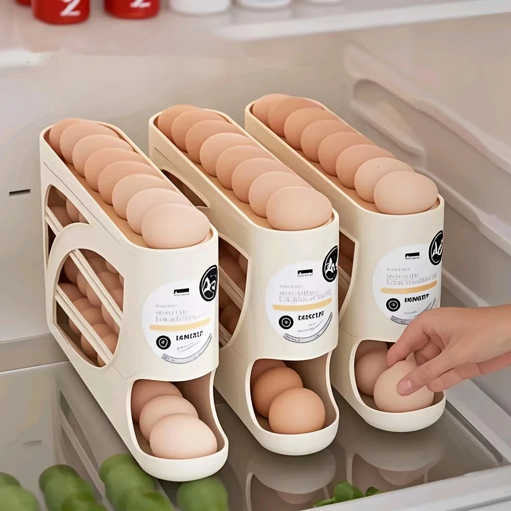 Organizador de Ovos para Frigorífico de 3 Níveis (Capacidade para 24 Ovos com Sistema Deslizante)