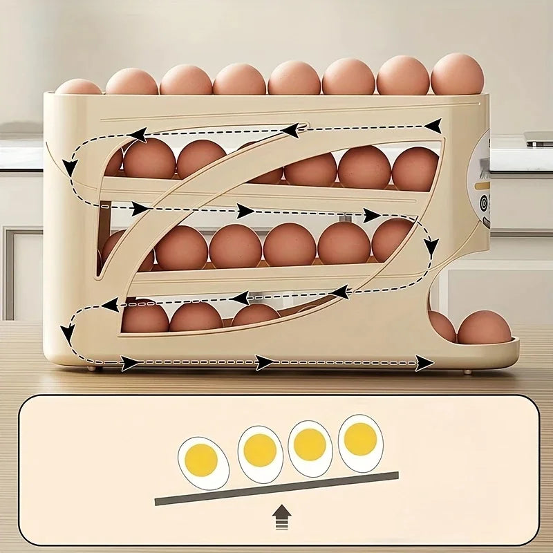 Organizador de Ovos para Frigorífico de 3 Níveis (Capacidade para 24 Ovos com Sistema Deslizante)