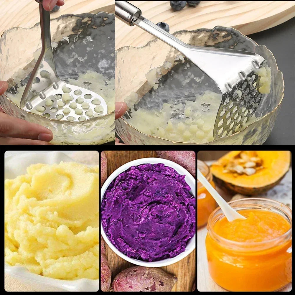 Esmagador Manual de Batatas e Legumes em Aço Inoxidável