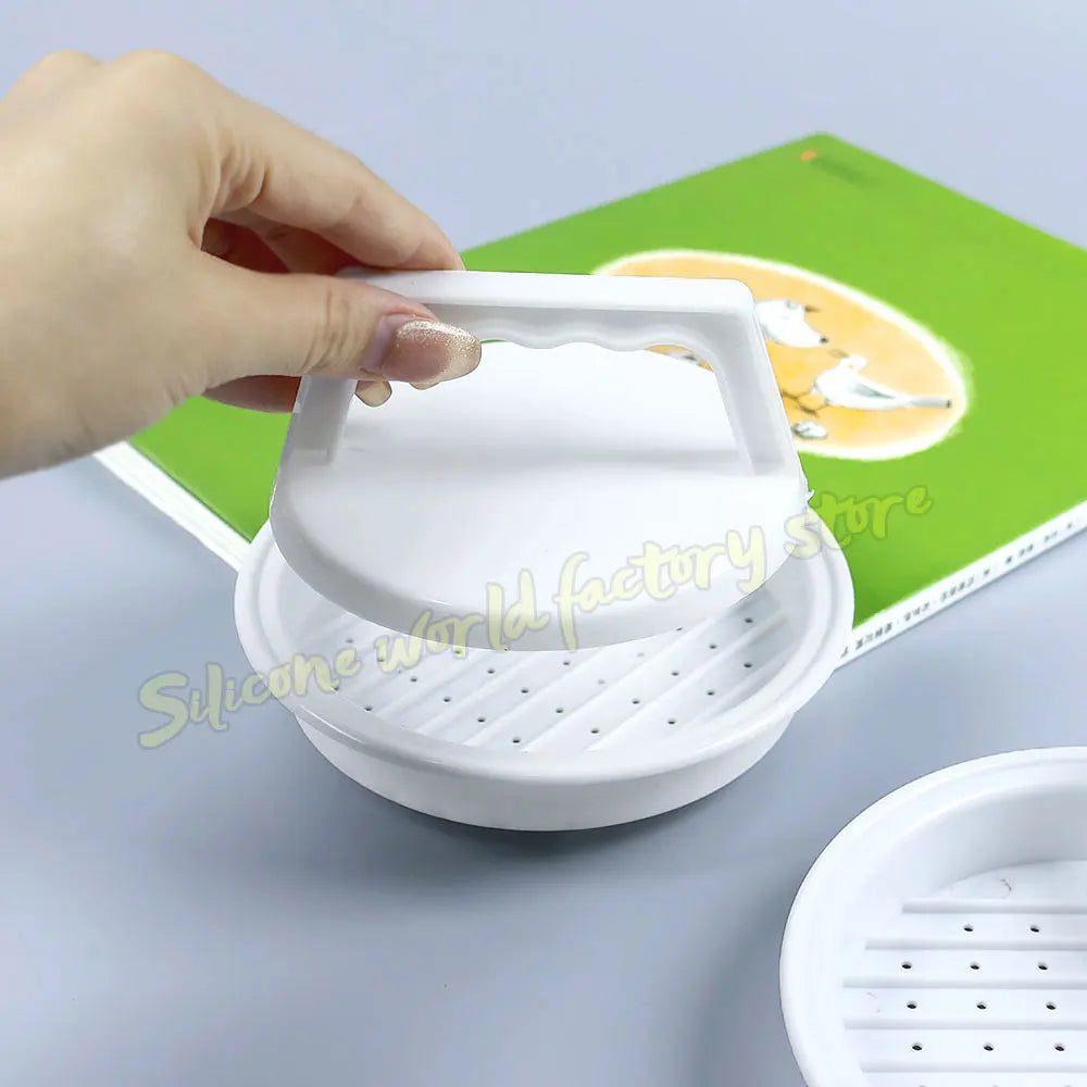 Prensa para Hambúrgueres e Rolo de Carne Multifuncional em Silicone e Plástico DIY