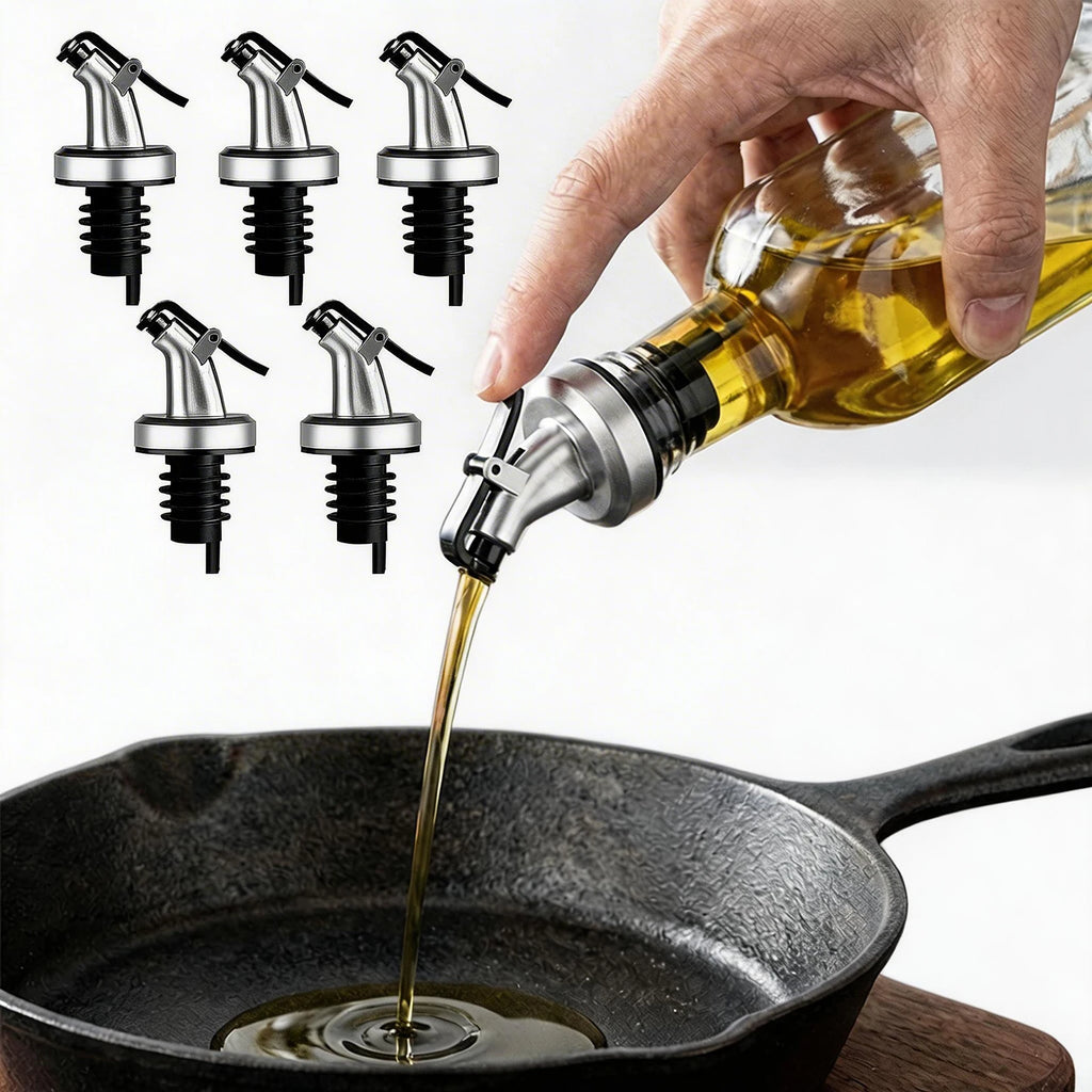 ack de 5 Bicos Dosadores para Garrafas de Vinho, Azeite e Molhos