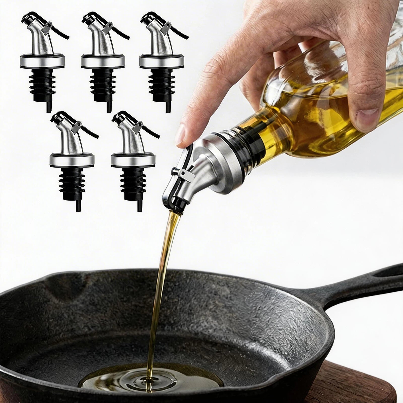 ack de 5 Bicos Dosadores para Garrafas de Vinho, Azeite e Molhos