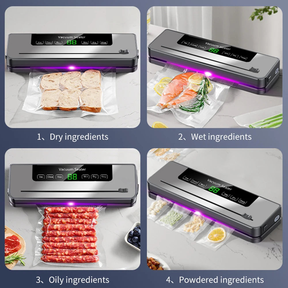 Máquina Seladora a Vácuo para Alimentos 220V - 5 Modos com 10 Sacos