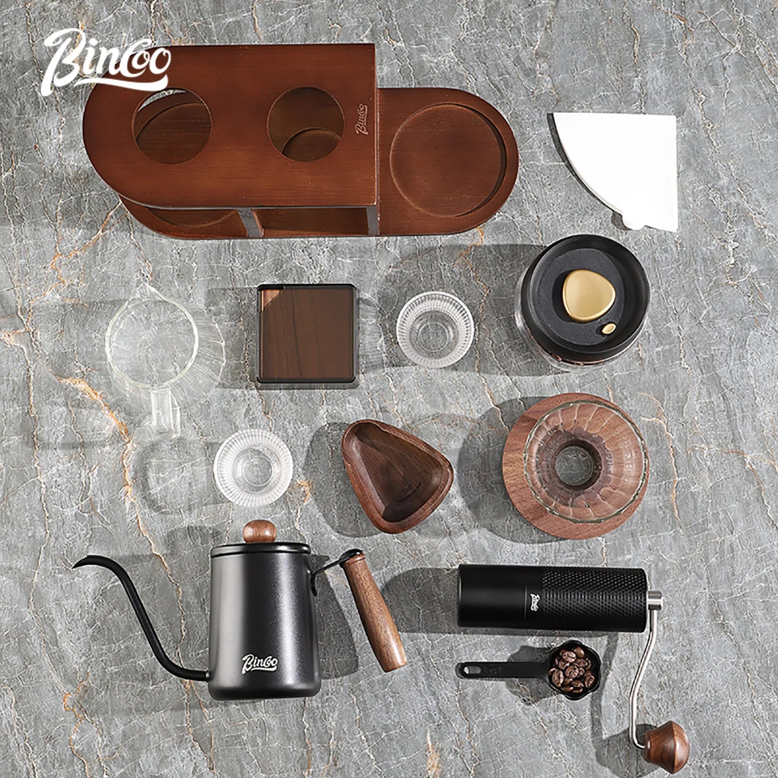 Suporte de Café Pour Over Bincoo com Prateleira de Armazenamento e Suporte para Filtro