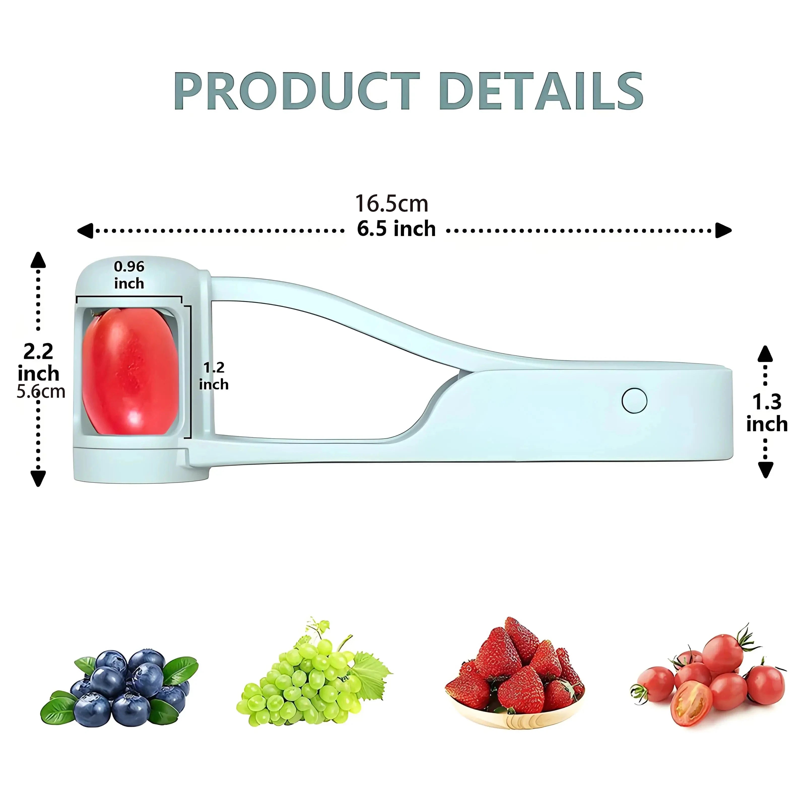 Cortador Rápido de Uvas e Tomates-Cereja em Aço Inoxidável para Frutas Pequenas