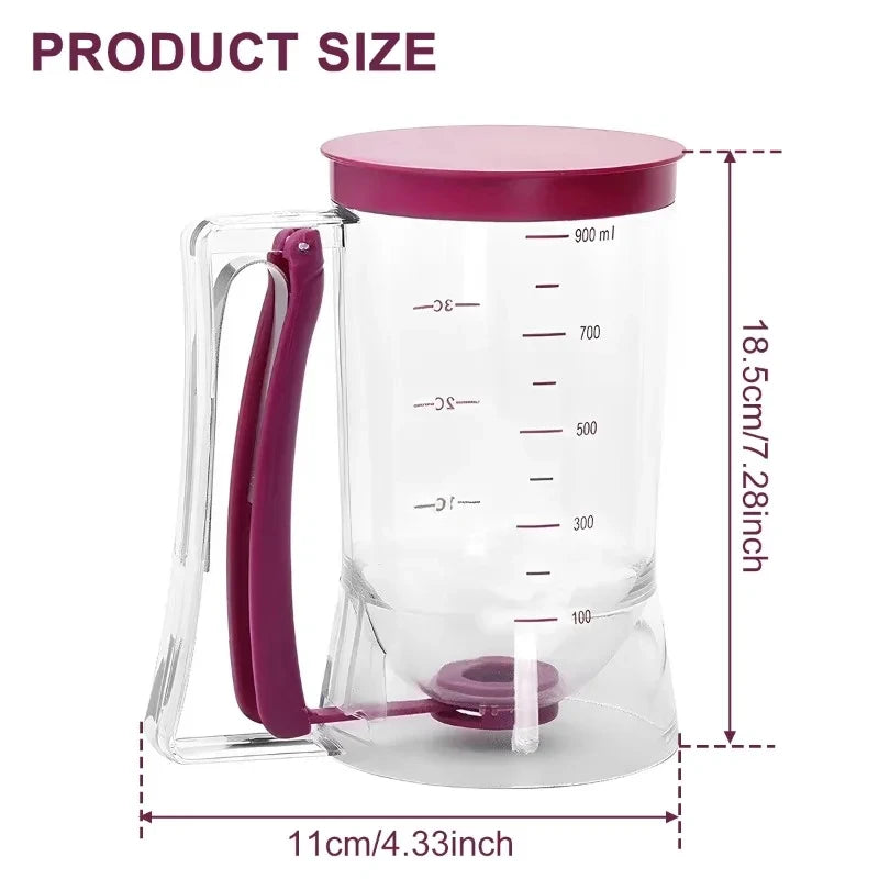 Dosador de Massa Manual e Copo Medidor 900ml (para Panquecas e Cupcakes)