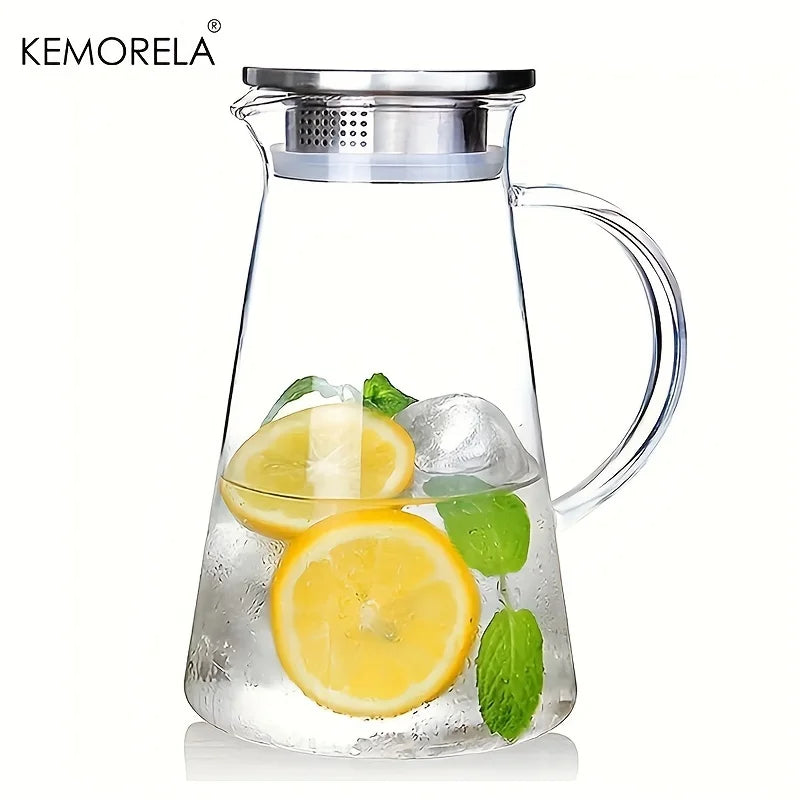 Jarro de Água em Vidro Transparente Resistente ao Calor com Copos e Pega Ergonómica