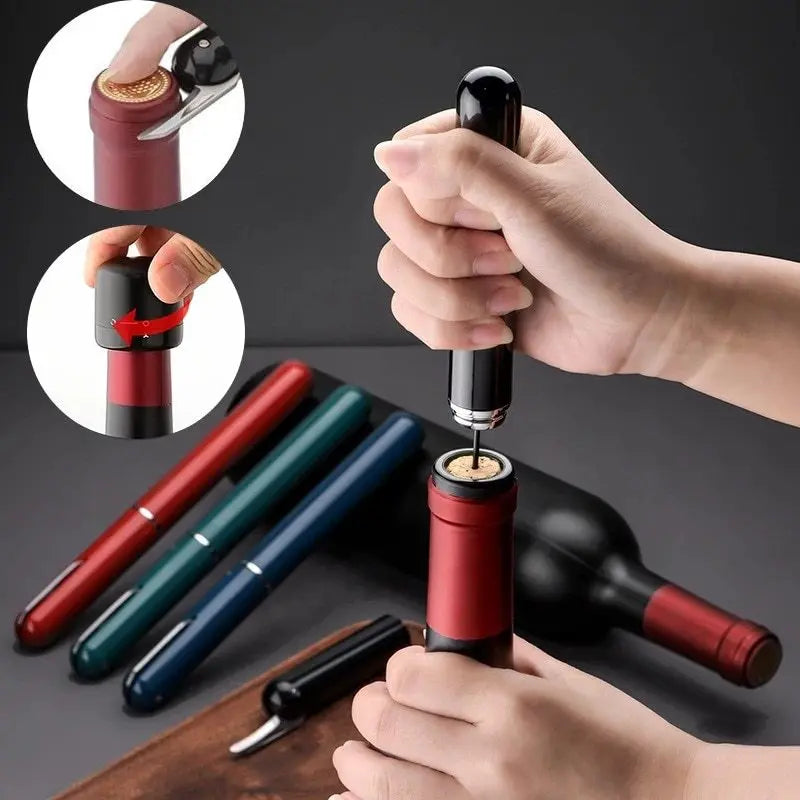 Saca-Rolhas de Vinho a Ar Comprimido em Forma de Caneta com Agulha em Aço Inoxidável