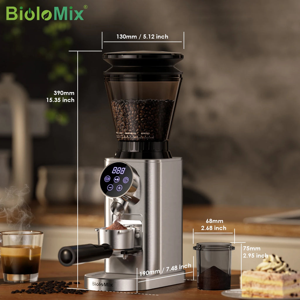 Moinho de Café BioloMix com Mós Cónicas e 48 Níveis de Moagem